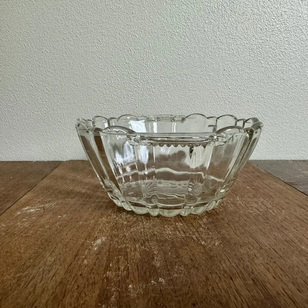 Vintage Clear Pressed‎ Molded Glass Dish with handles MISSING LID